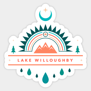 lake willoughby boho rainbow moon Sticker